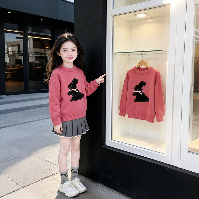 女童毛衣春装2026新款儿童洋气加厚大童打底衫春秋女孩针织衫上衣