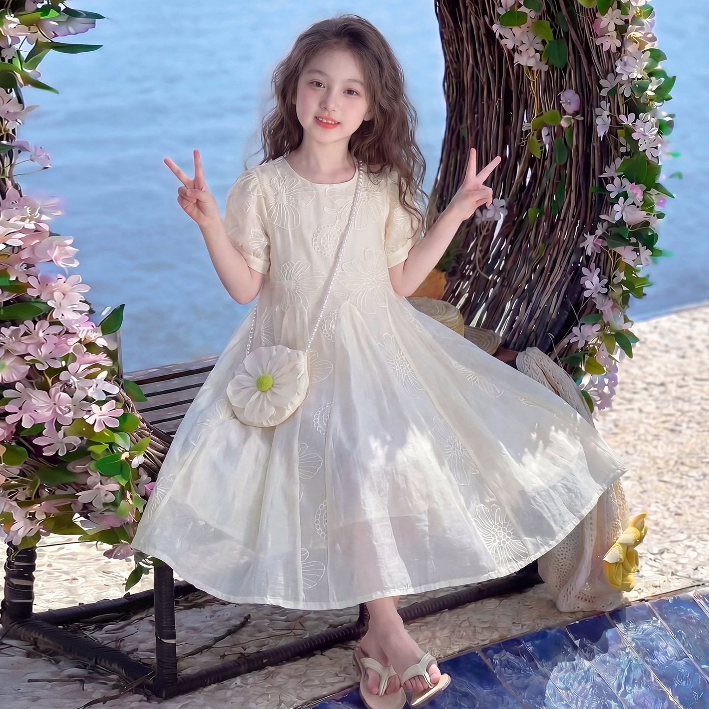 女童夏季连衣裙2026新款儿童时髦洋气韩版网纱公主裙女孩夏装裙子