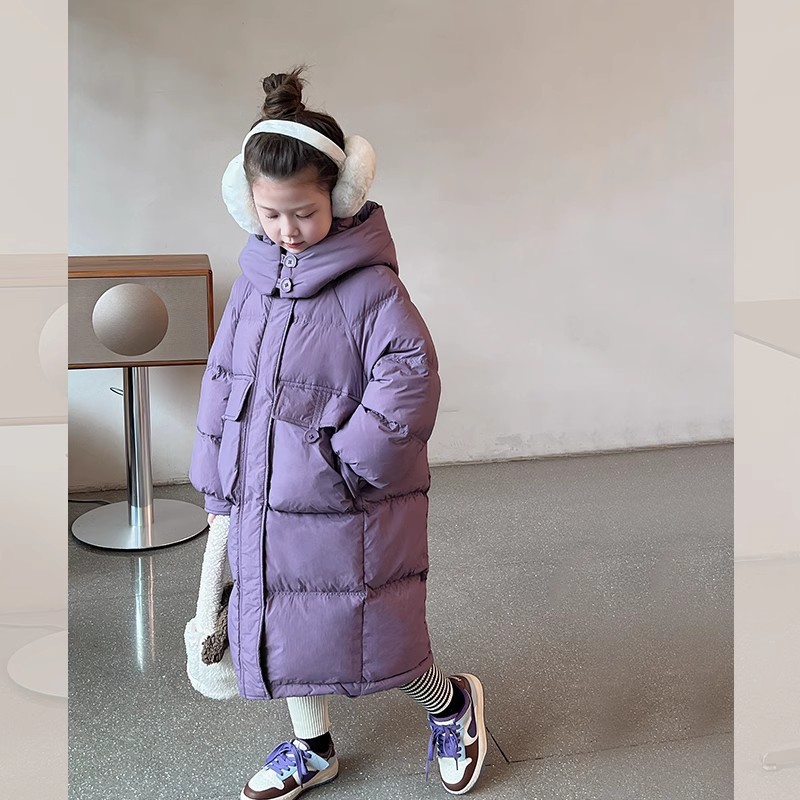 女童羽绒服连帽外套中大童