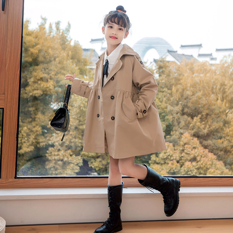 女童风衣外套2026中大童春装新款亲子长款儿童风衣春秋季中大童装