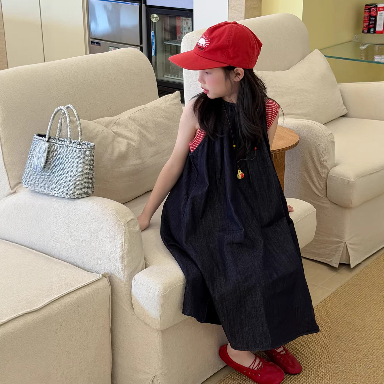 末小蒙童裙2026春季韩版女童宽松牛仔背心连衣裙百搭休闲复古裙