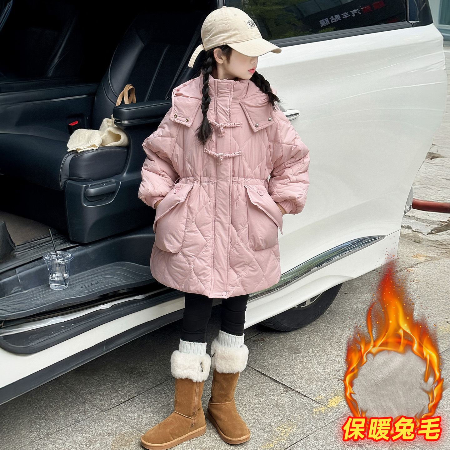 女童加绒加厚派克服棉服冬季