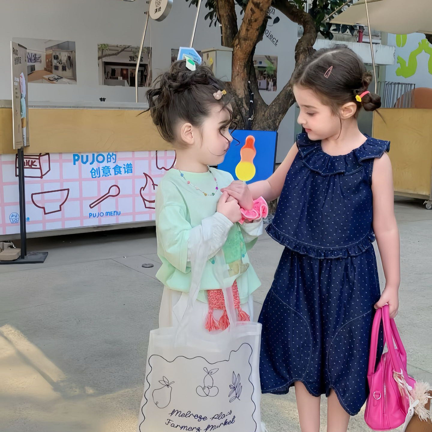 女童牛仔套装2026新款夏季童波点无袖上衣时尚百搭短裤休闲两件套