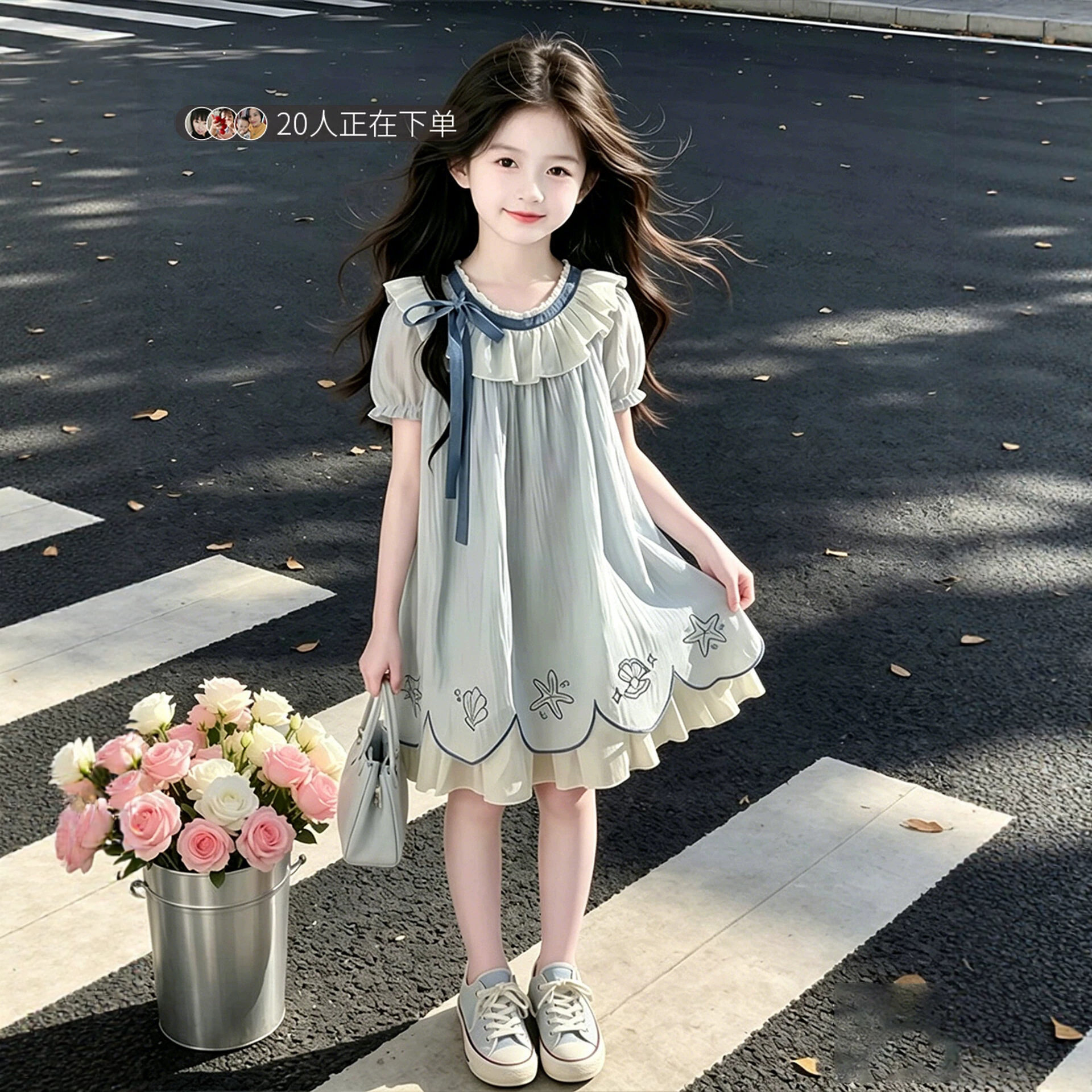 女童连衣裙夏装2026新款洋气儿童短袖韩版女孩夏季超好看公主裙子