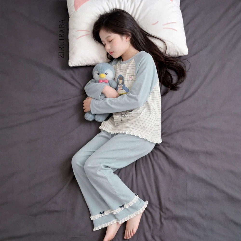 女童家居服2026新款儿童女孩超好看卡通睡衣女初中生长袖春秋套装