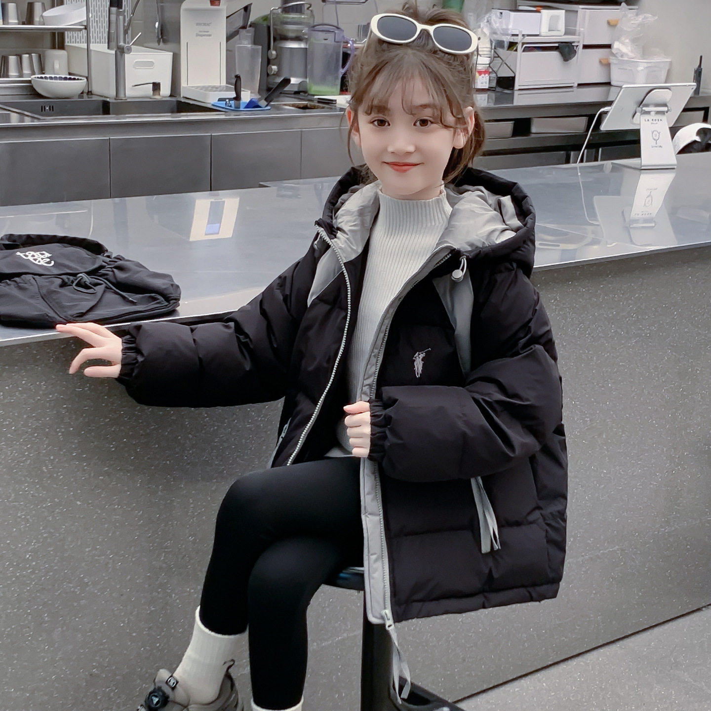 女童冬装羽绒服2025新款儿童洋气时髦中长款90白鸭绒女孩冬季外套