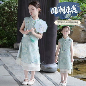 女童改良旗袍夏季连衣裙儿童装汉服国风新中式小女孩薄款古风裙子