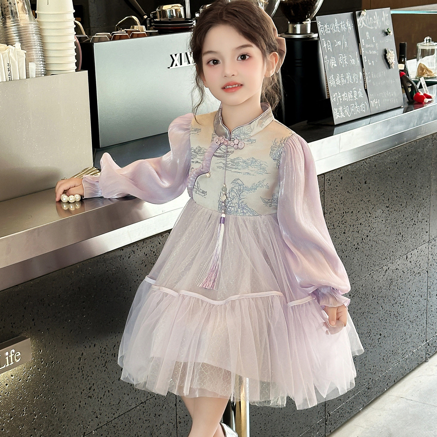 女童连衣裙2026新款春装儿童洋气好看国风长袖公主裙女孩汉服裙子