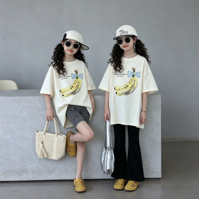 T1315儿童t恤2026新款夏季女童短袖韩版休闲洋气女孩印花半袖上衣