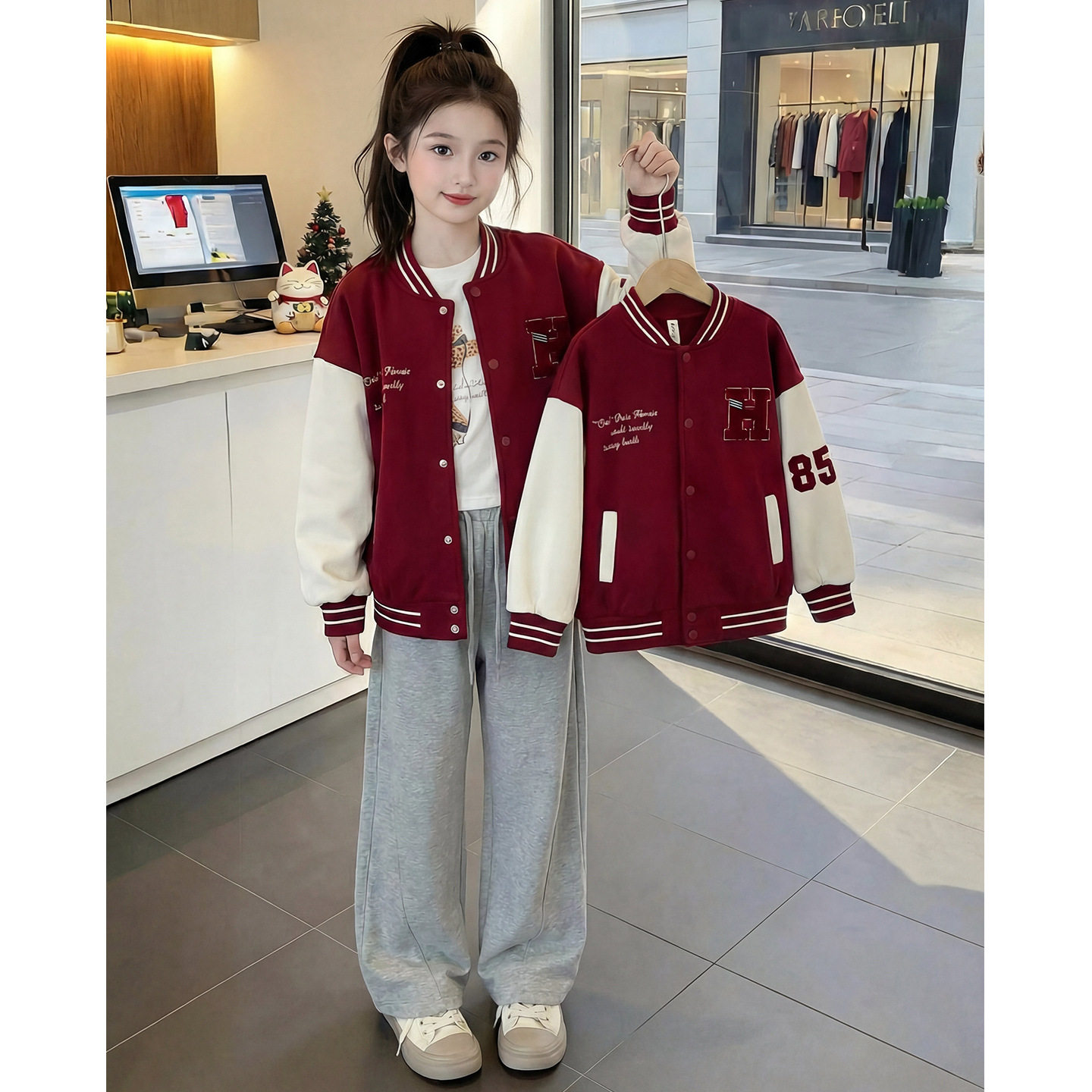 女童春装外套2026新款洋气儿童时髦韩版拼接棒球服女孩春秋衣服潮