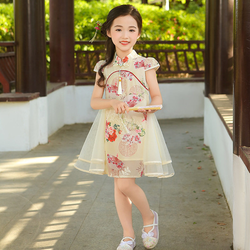 2026新款女童中式绣花旗袍夏季