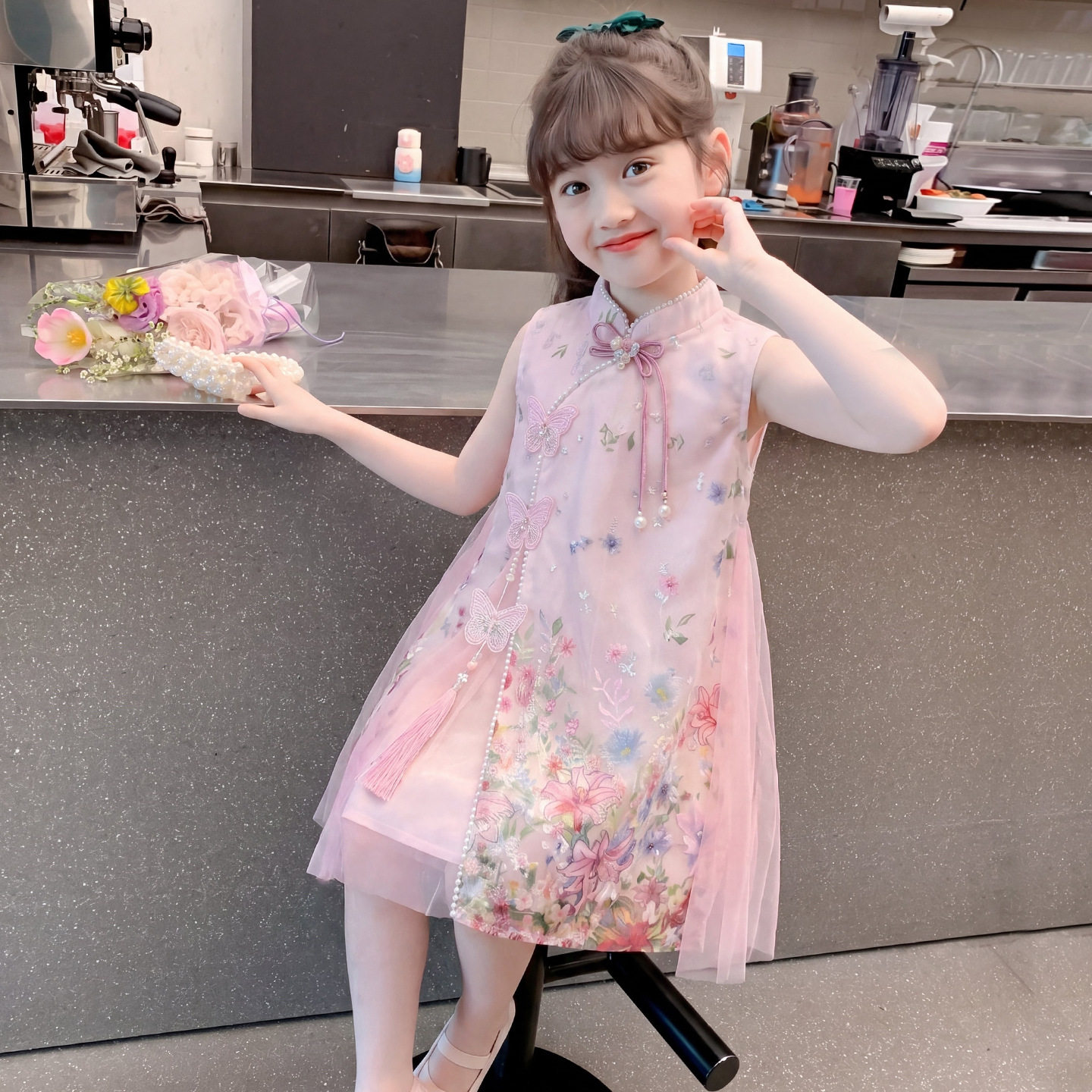 女童连衣裙2026新款夏装儿童洋气国风中式无袖旗袍裙女孩夏季裙子