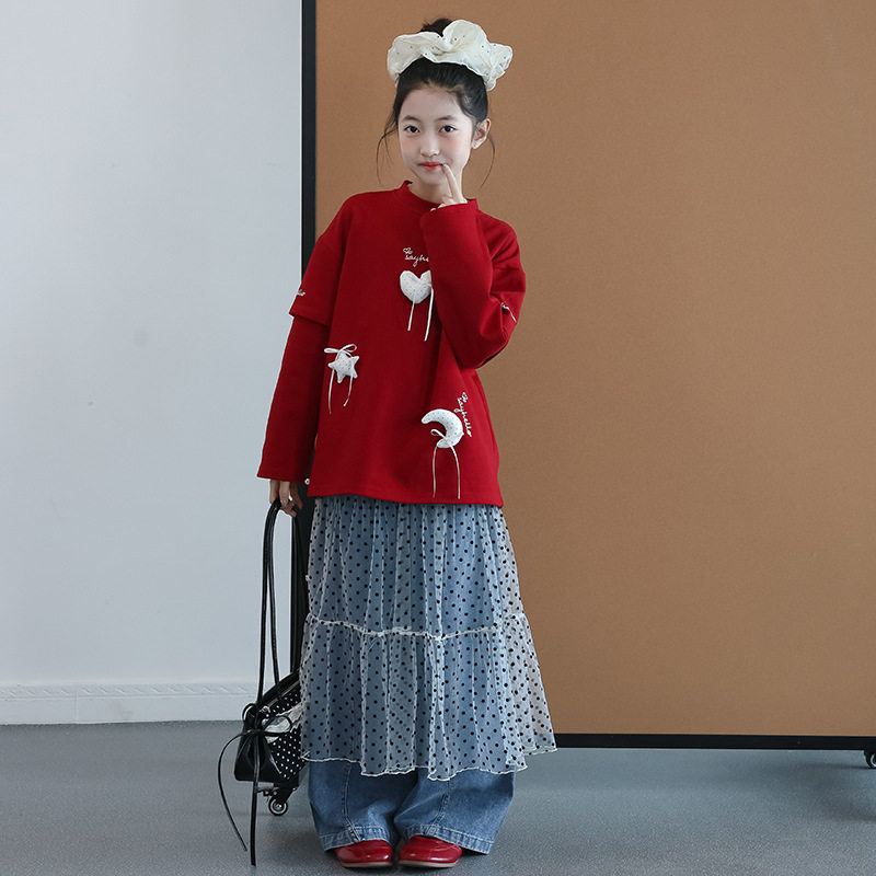 KZ1713女童牛仔裤韩版春夏季中大童休闲长裤洋气女孩阔腿喇叭裤子