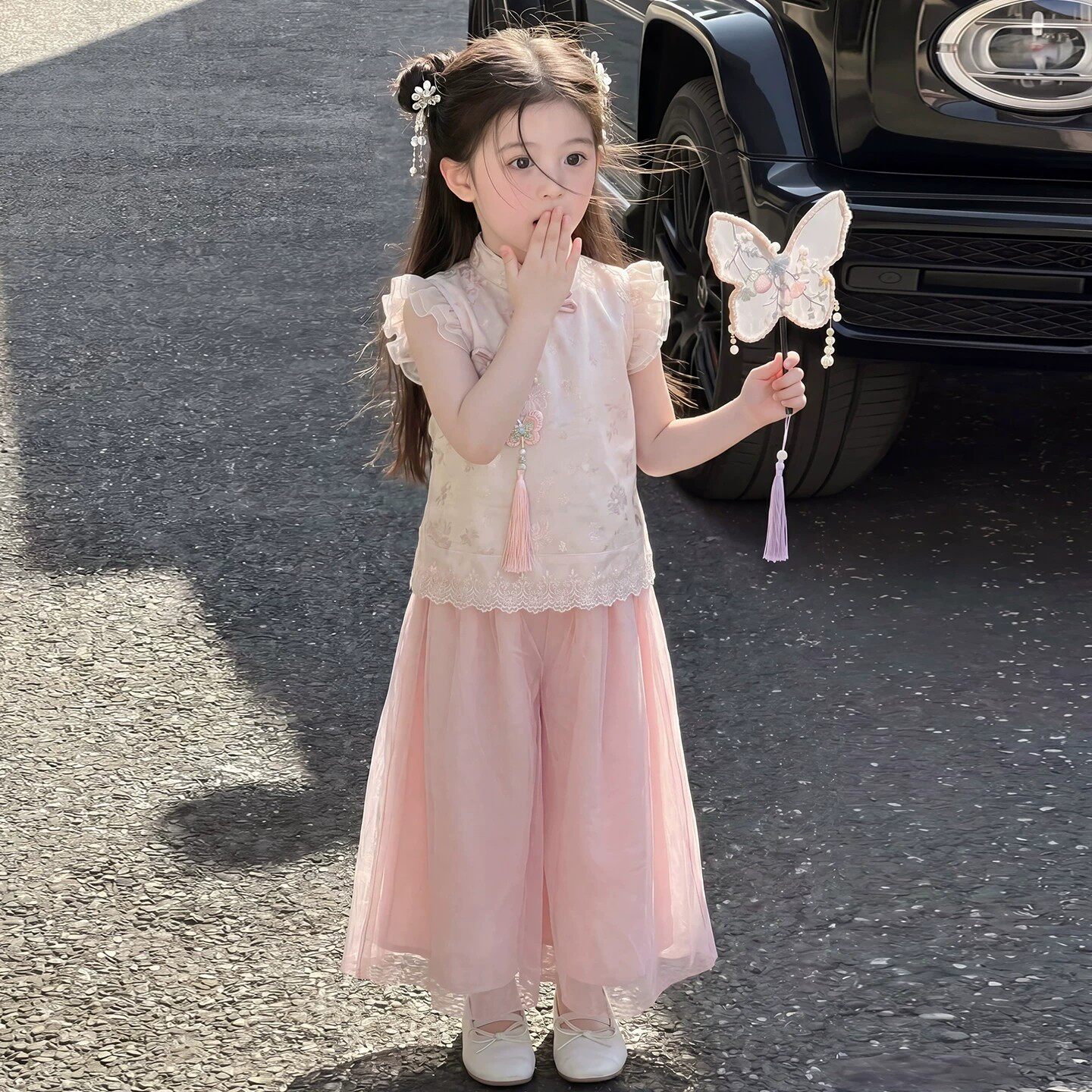 女童汉服夏季2026新款童装时尚国风中式两件套女孩夏款网红裙子潮