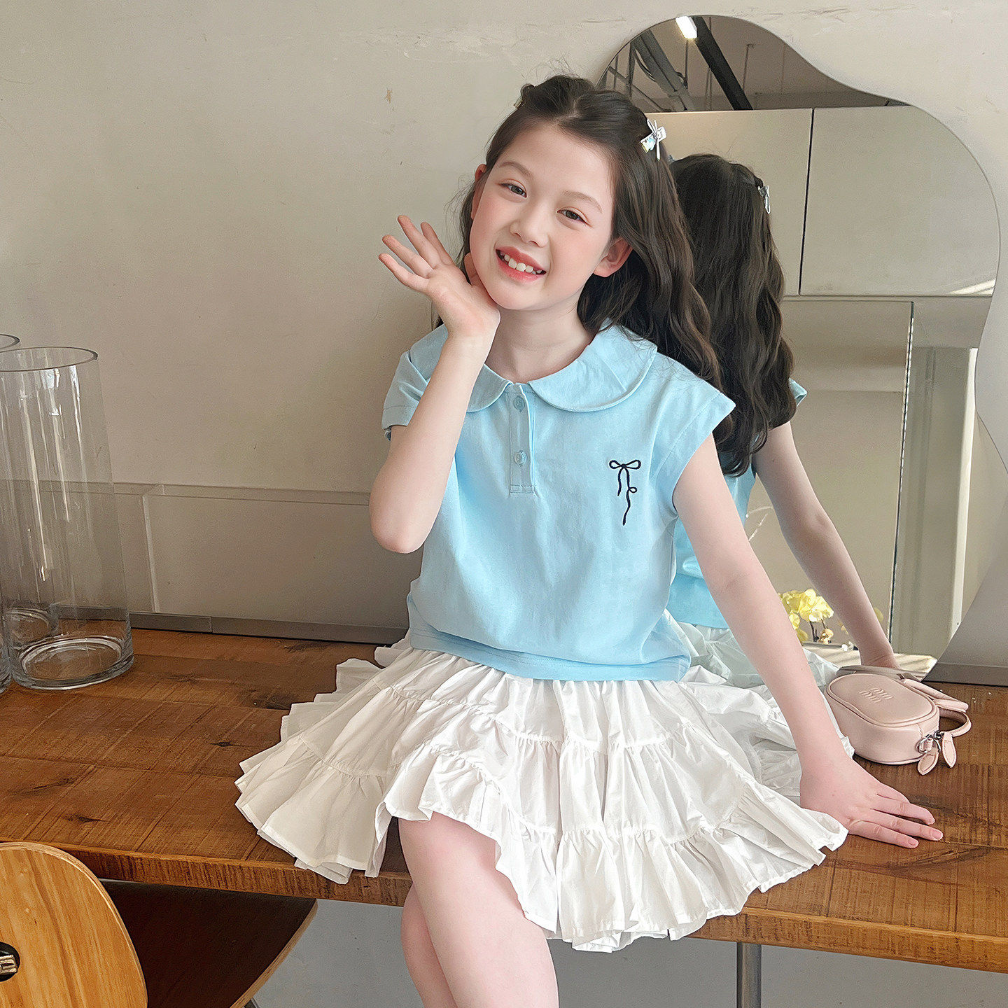女童蝙蝠袖娃娃衫儿童洋气宽松上衣大童短袖t恤女孩2026夏装新款
