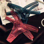 T裤 新品 女透气网纱短裤 低腰蕾丝内裤 女 性感镂空交叉腰带丁字裤