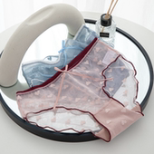 透气少女内裤 春夏网纱日系内裤 女爱心蕾丝中腰纯棉内裆性感薄款