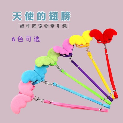 宠物牵引绳天使翅膀遛兔绳猫咪牵引带可伸缩调节长度胸背带可