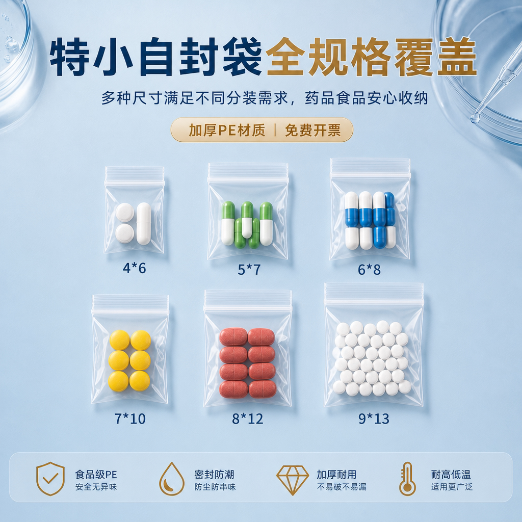小药袋分装旅行老人专用食品级自封密封防潮防水食品级塑料透明袋