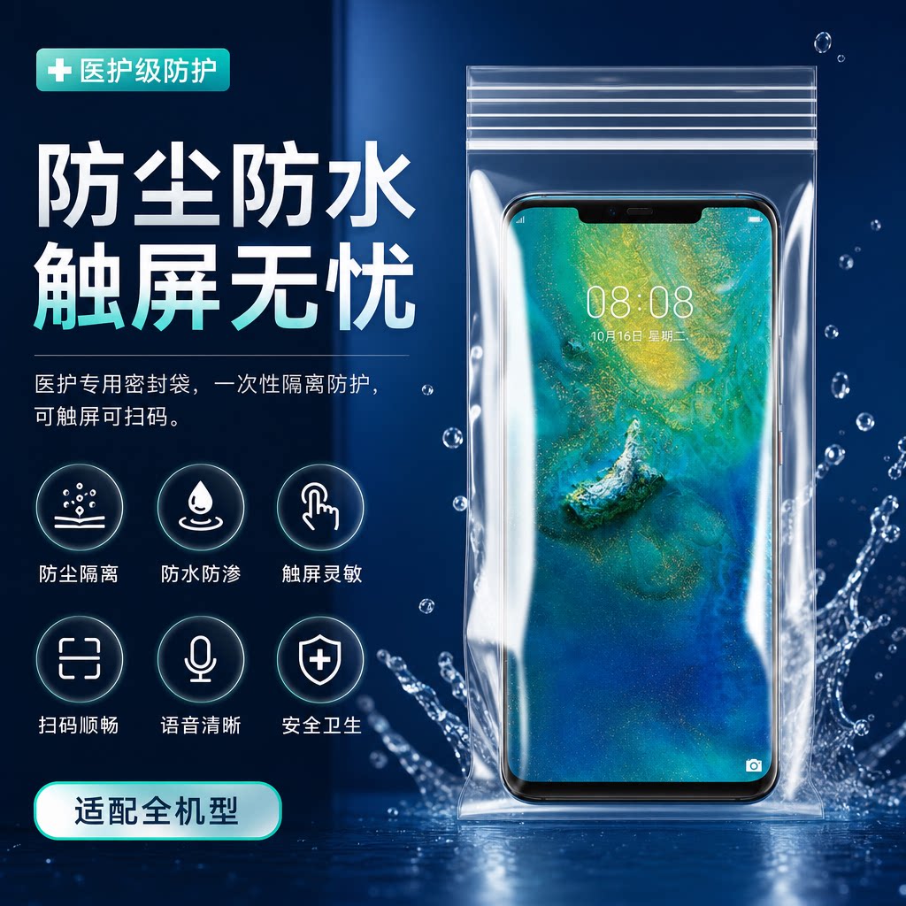 透明手机可触屏自封防水袋