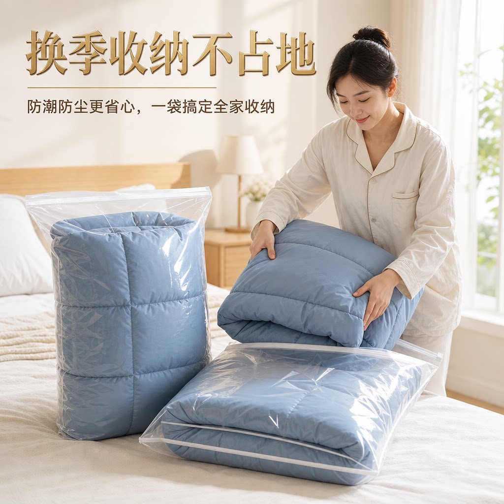 透明自封防水防潮大号衣物收纳袋
