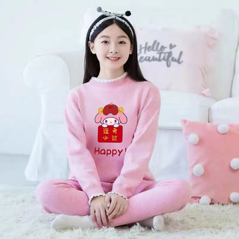 加绒加厚儿童保暖秋冬装套装女童中大童少女初中生居家运动两件套