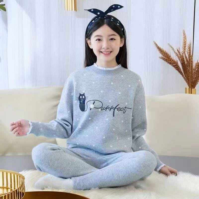 保暖内衣女套装加绒加厚秋冬少女初中高中学生秋衣秋裤女大童女孩