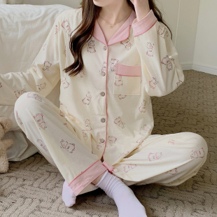 套装 产后产妇春秋季 薄款 纯棉孕妇睡衣女月子服吸汗哺乳怀孕期夏季