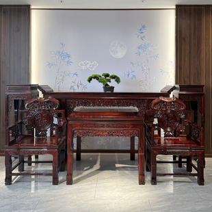 红木中堂六件套酸枝木条案八仙桌椅组合阔叶黄檀农村堂屋神台供桌