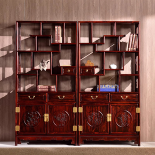 东阳国标红木家具印尼黑酸枝博古架客厅书房阔叶黄檀多宝阁展示柜