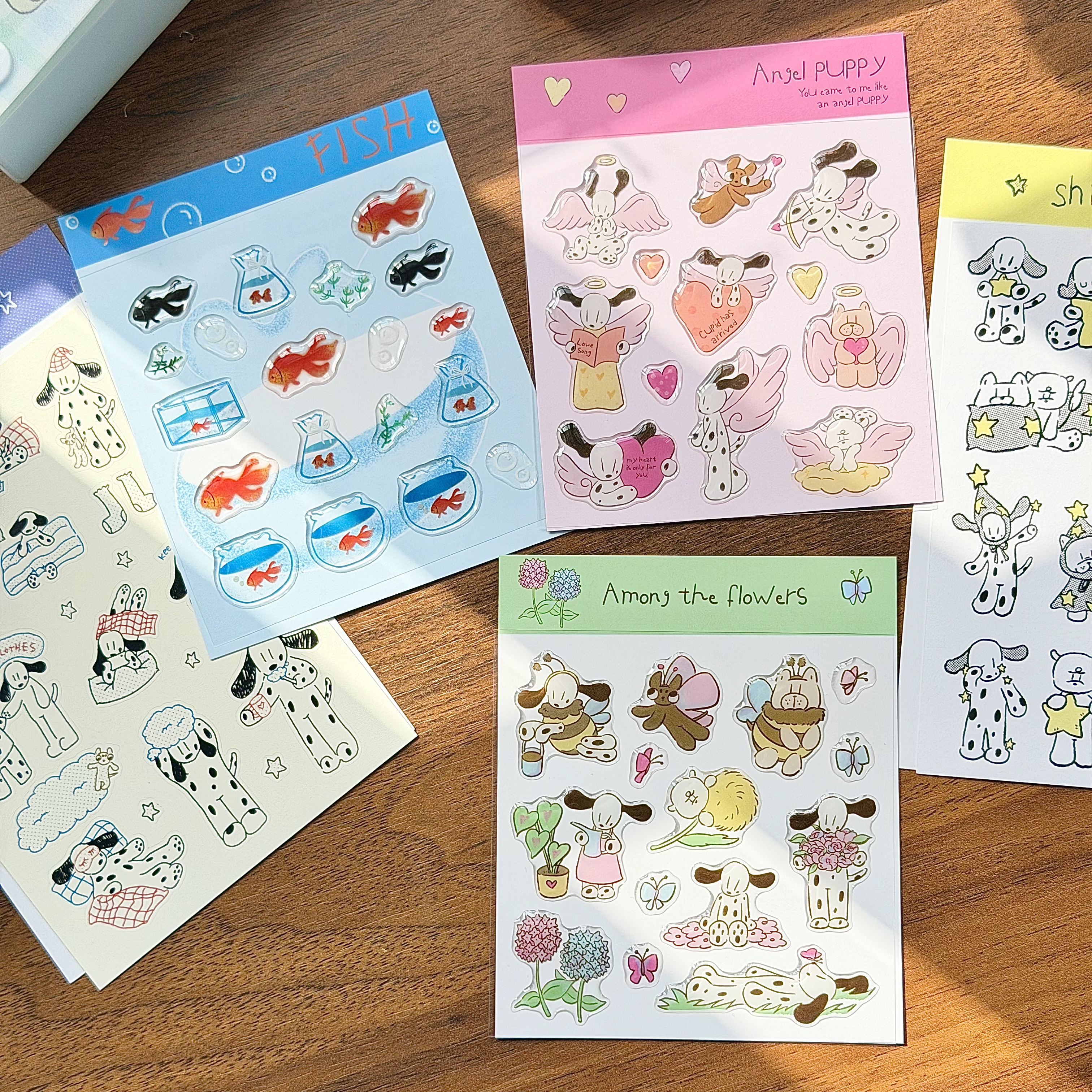 【春日小狗】小狗金鱼春日手帐装饰素材滴胶贴纸