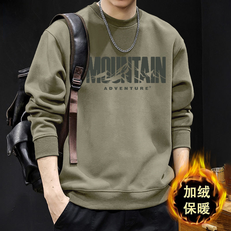 山东即墨重磅圆领卫衣男秋冬加绒潮牌上衣春秋季卫衣外套美式情侣