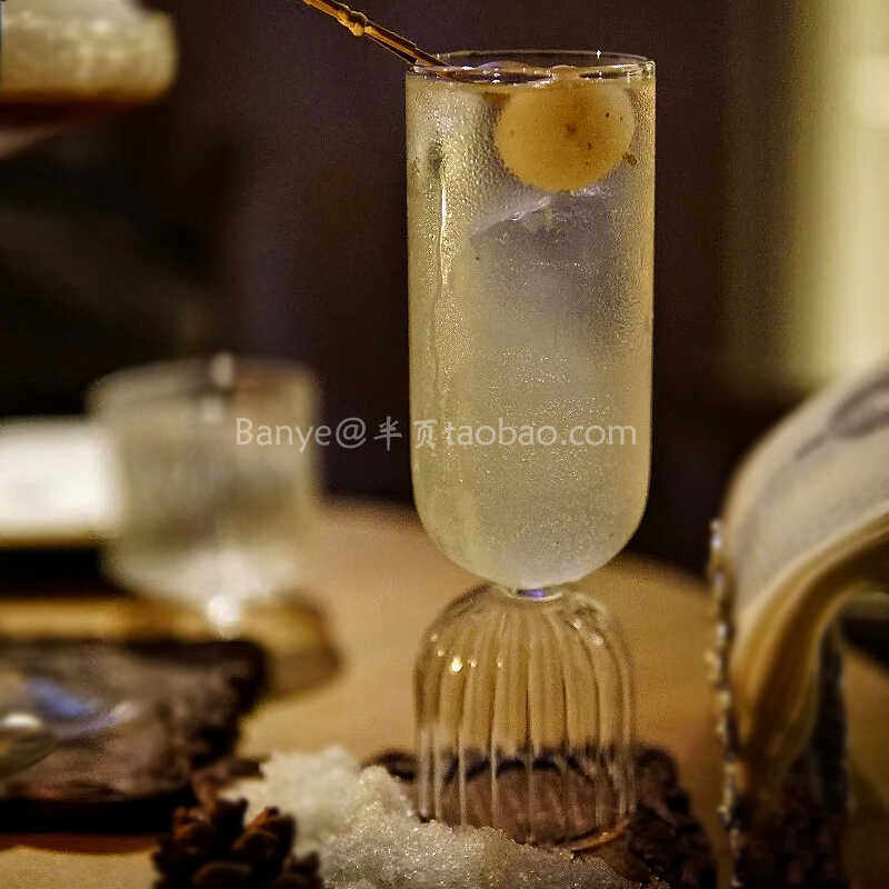 果汁ins风大容量条纹玻璃水杯