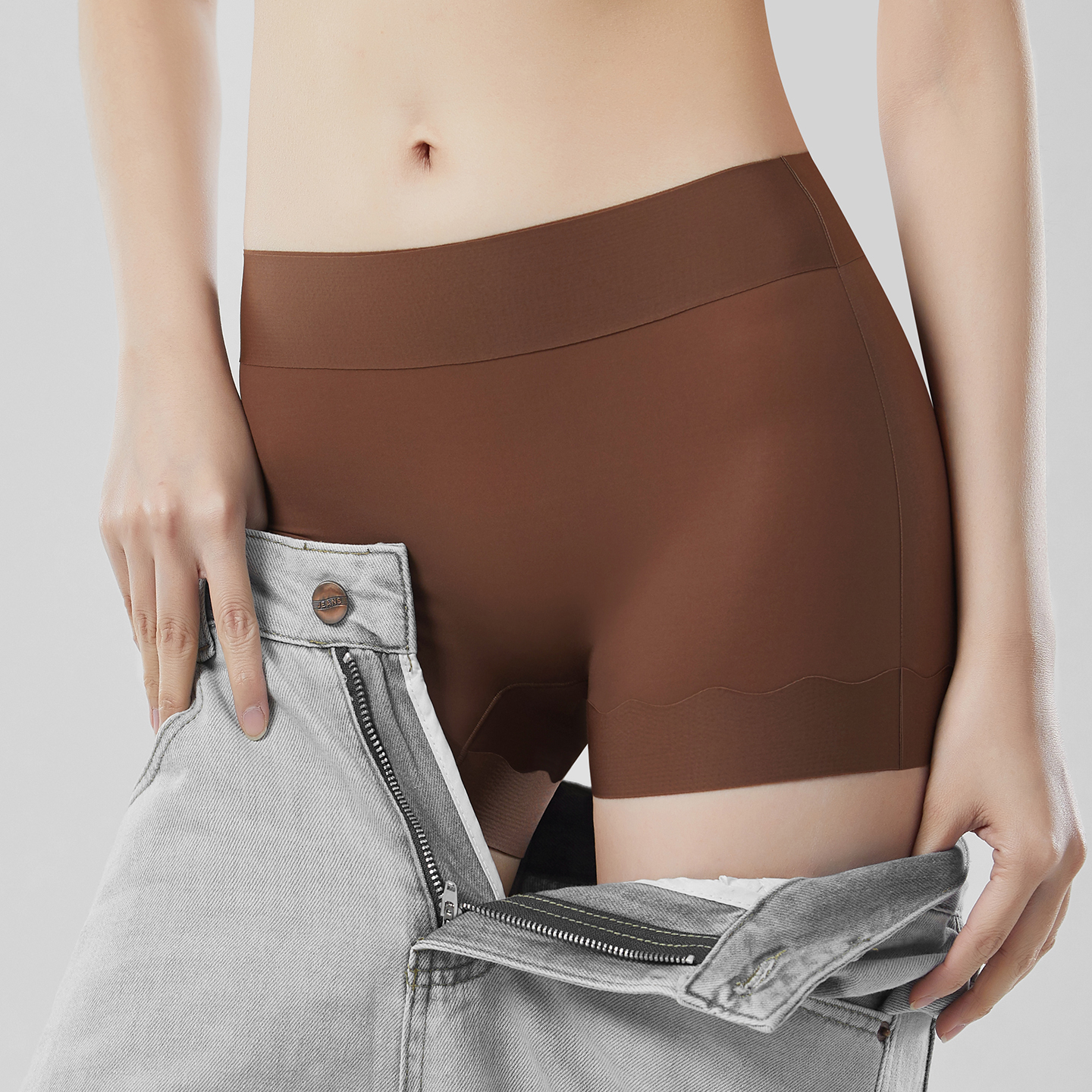 轻薄冰丝无痕防走光安全裤不卷边