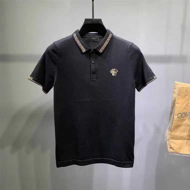 轻奢高档男士大码休闲短袖毛衣紧身韩版翻领针织半袖POLO衫春夏季