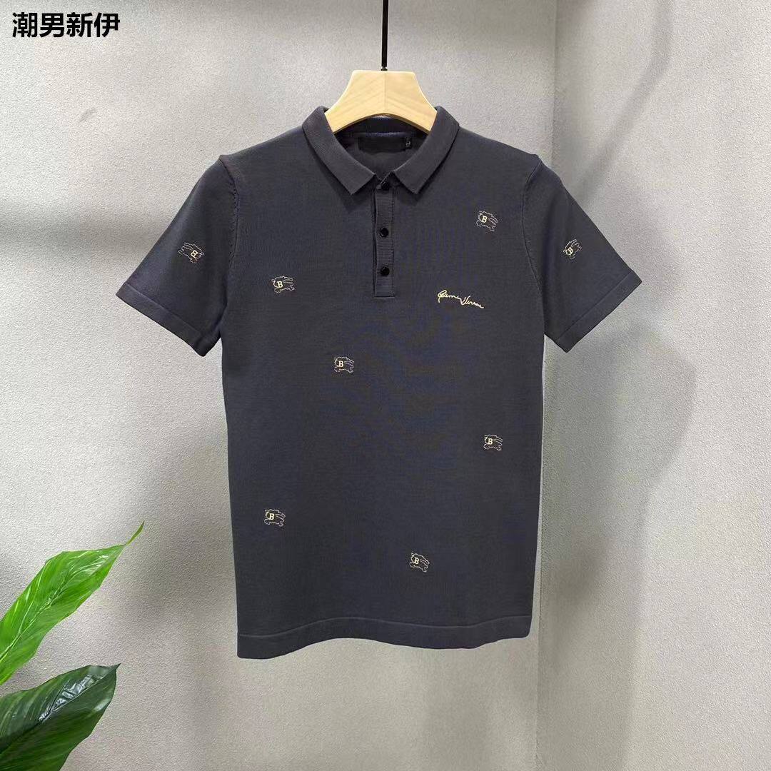 2023春季潮男轻奢范短袖t恤 小虎头刺绣修身轻薄透气针织polo衫男