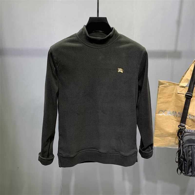 男士薄绒加厚双面绒T恤长袖冬季打底衫刺绣大码青年韩版修身体恤