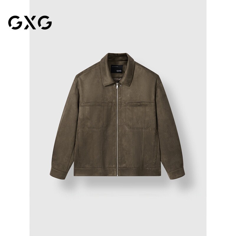 GXG男装 商场同款简约休闲仿麂皮夹克外套男24年冬新品G24X214081图片