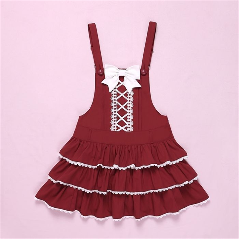 熊之原创lolita古早昭和蛋糕三层裙摆背带裙套装公主风清新甜美裙