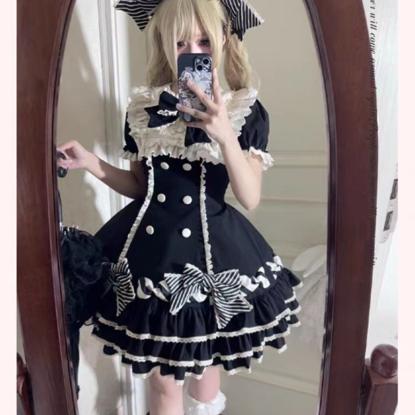 条纹千层Lolita心动玩偶洋装lo