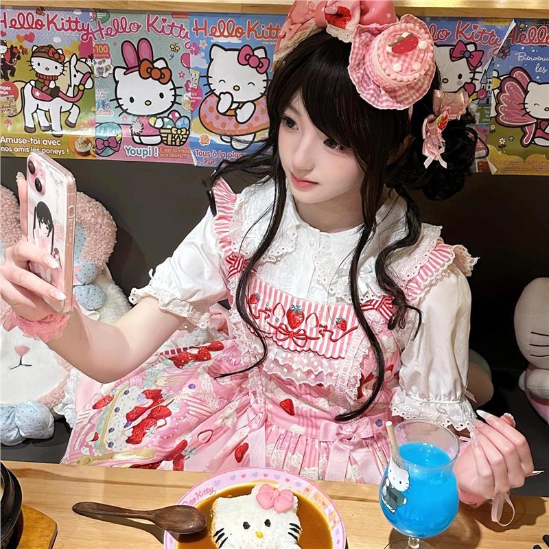 娃娃领花边蝴蝶结lolita短袖可爱衬衫洛丽塔甜美内搭百搭上衣现货