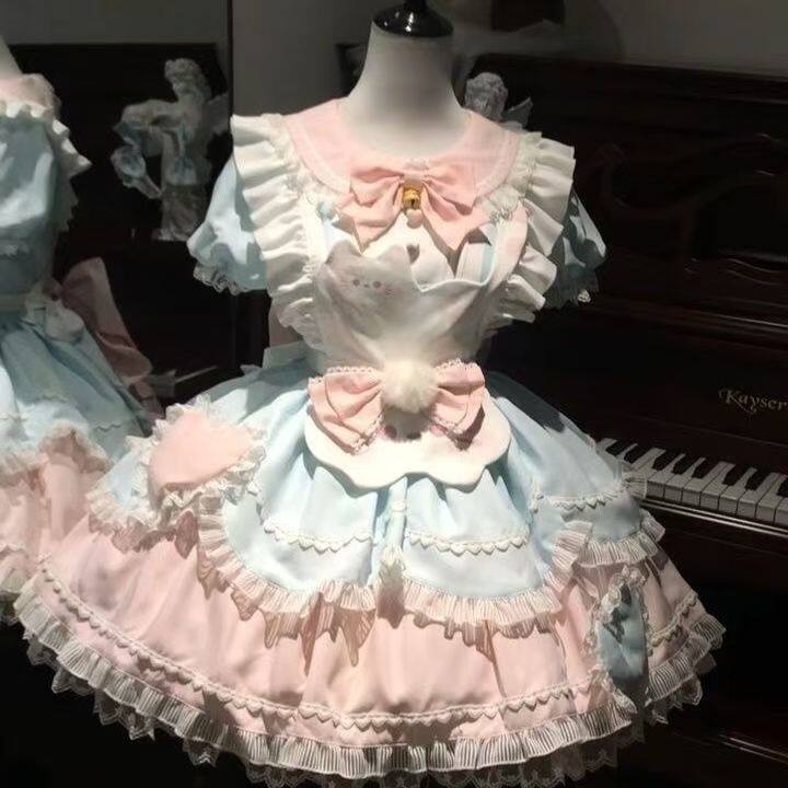 甜茶少女lolita甜茶喵可爱小猫洛丽塔op连衣裙女甜美清新日常现货