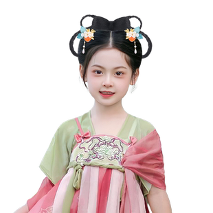 儿童汉服头饰女童2024新款古风假发发髻仙女发饰宋制明制写真发包