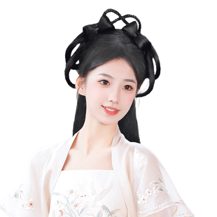 汉服头饰假发一体式懒人发箍全头套古风女古装发型盘发发髻垫发包