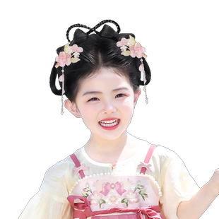 古装汉服假发包一体式懒人发箍女童汉服头饰日常全头套古风造型