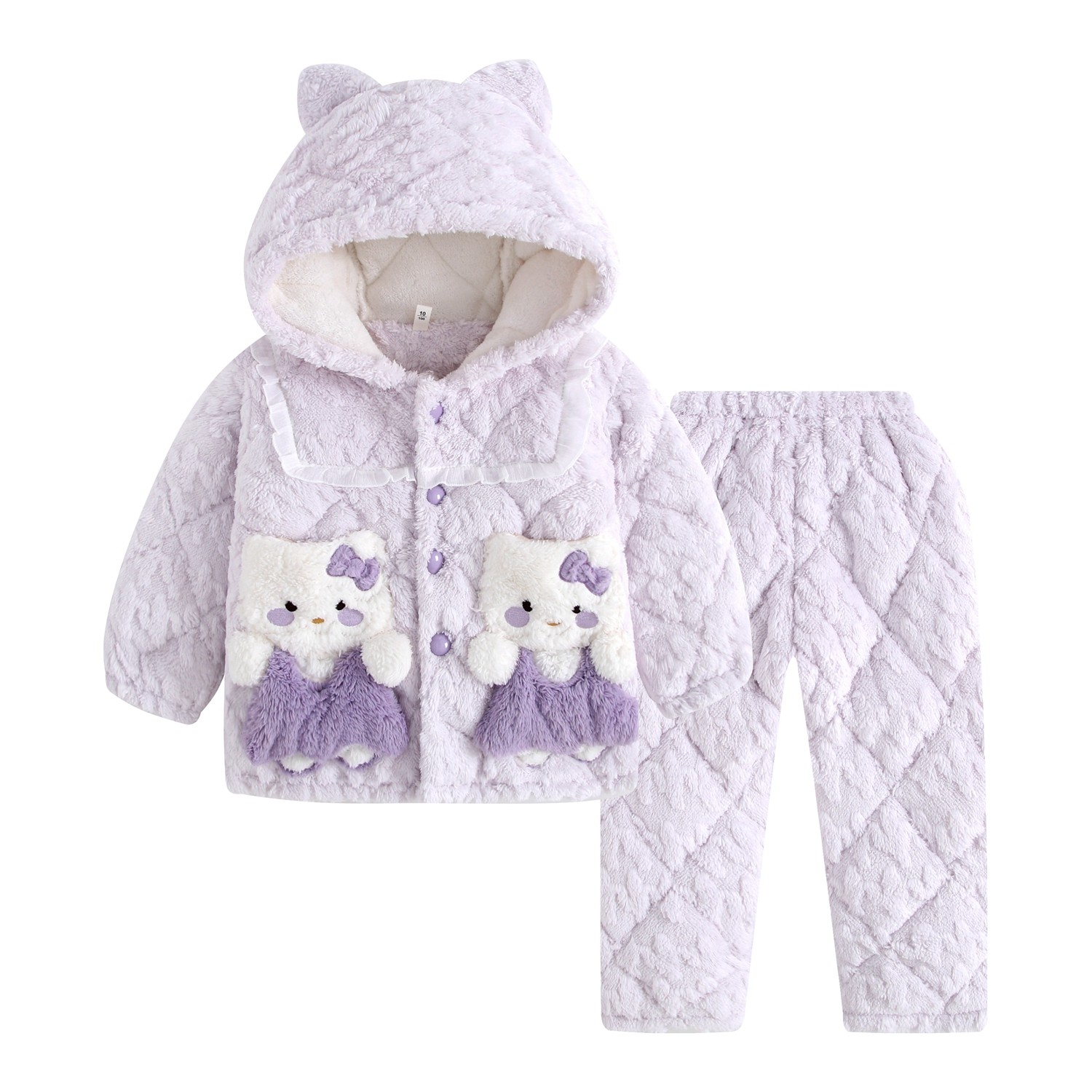 冬季宝宝女孩三层夹棉法兰绒儿童睡衣女童加厚套装家居服公主保暖,童装/婴儿装/亲子装,家居服套装,淘宝优惠券,粉丝福利购,淘宝优惠卷