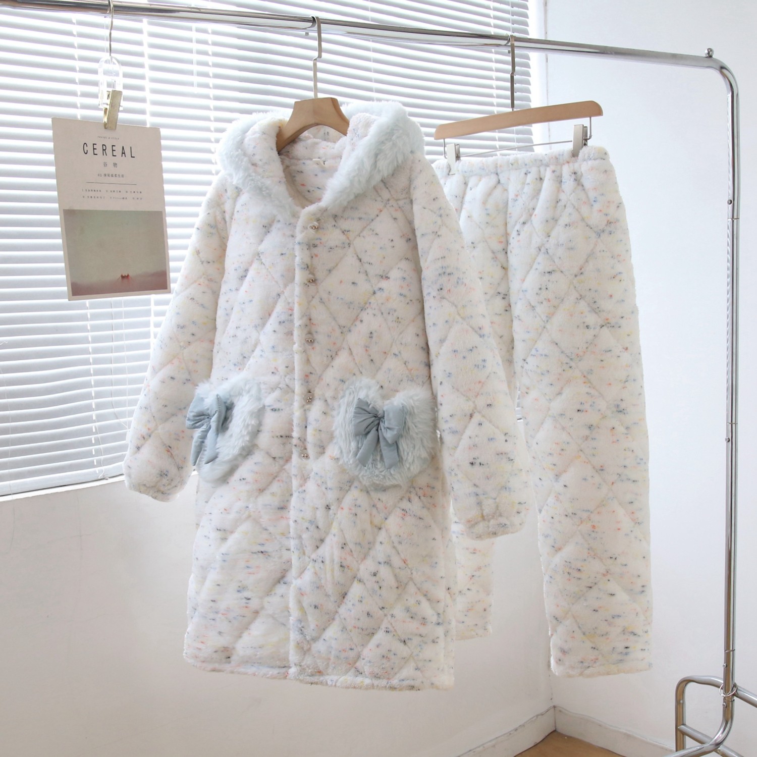 女士加厚夹棉睡袍冬季休闲家居服法兰绒连帽睡衣甜美保暖长款套装,童装/婴儿装/亲子装,家居服套装,淘宝优惠券,粉丝福利购,淘宝优惠卷