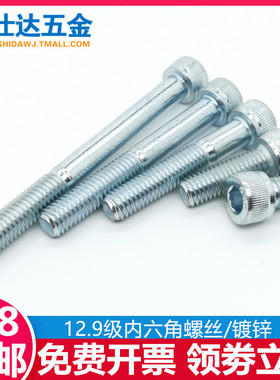 12.9级镀锌内六角螺丝杯头螺钉圆柱头加长螺栓3M4M5M6M8M10M12M20