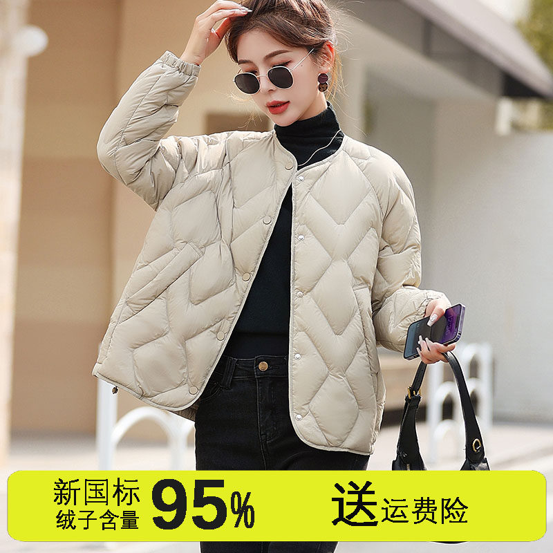 新款轻薄短款羽绒服内胆女加厚菱格时尚小个子无领秋冬薄款外套