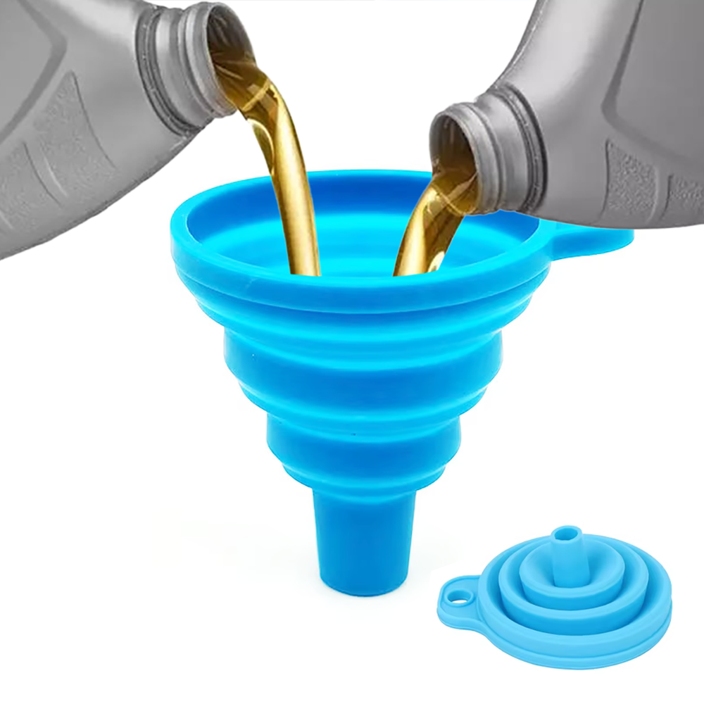 硅胶可伸缩折叠漏斗家用小号油漏食用级倒油倒酒加油分装塑料漏斗